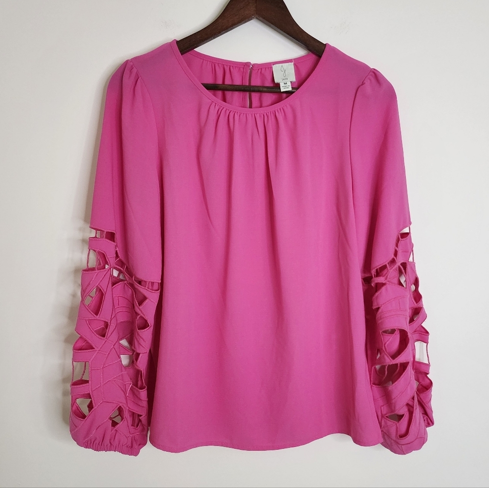 Joie Bright Pink Cutout Sleeve Blouse